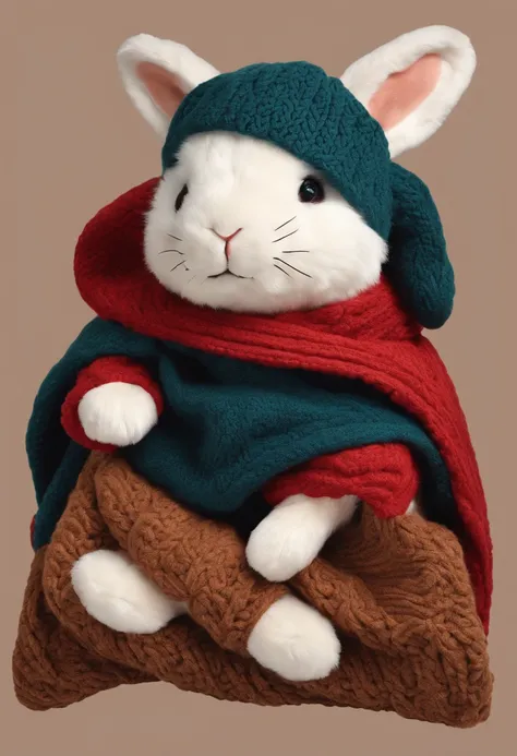 A photo of a cozy rabbit-themed blanket and a hot water bottle shaped like a rabbit,original,I love rabbit., male