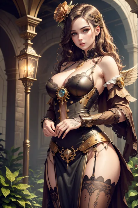 (best quality,4k,8k,highres,masterpiece:1.2),ultra-detailed,(realistic,photorealistic,photo-realistic:1.37),steampunk,beautiful detailed eyes,beautiful detailed lips,extremely detailed eyes and face,long eyelashes,1girl,intricate lace lingerie,retro style,...