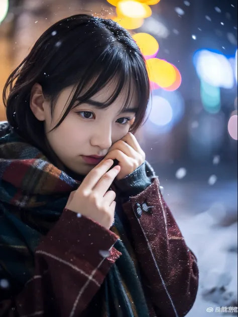 while watching the snow falling quietly. her introspective and tearful expression、makes you feel longing and melancholy for wint...