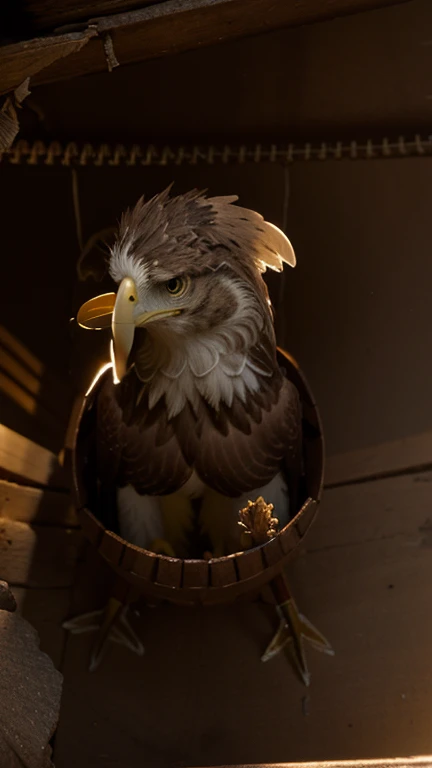 A young eagle hatching from its shell