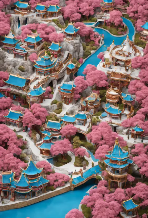 China Cloisonné Theme Park，dreamland dreamland，ultra-realistic realism， Carefully designed using European and American designs），Asymmetrical balance ，( magenta ）Carmine＋( blue white colors ）Blue-cyan＋( tin foil gold ）golden colored