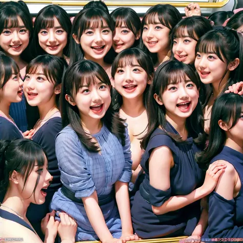 Raw photo、(((multiple girls))),((((6+girls)))),((((1000girls)))),(((10000girls)))、(((crowd shot))),((((Infant body type))))、((((a baby face)))),(((Adhesion)))、((Crammed))、((Packed))、(Inside the crowded train)、(((6 years old)))、(Women only)、japanes、((Same h...