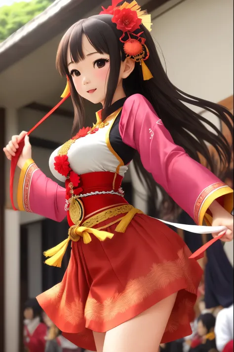 make a girl a traditional Indonesian dance and wear indonesian traditional clothes in anime style