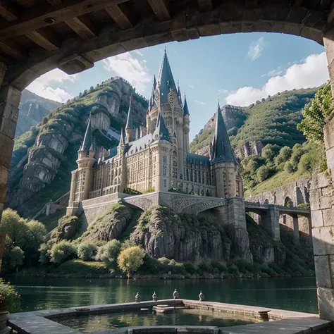 building,European style,magic school,Hogwarts,Castles,lake