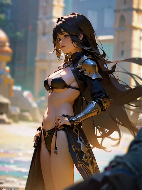 Beautiful female warrior in insanely sexy bikini armor