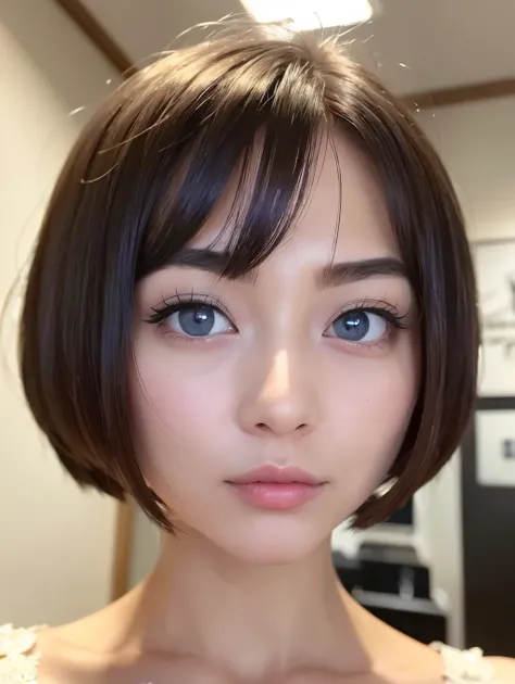 ((top-quality、8k、​masterpiece:1.3))、japanese pretty woman:1.4、bob Haircut、Highly detailed facial and skin texture、A detailed eye、二重まぶた