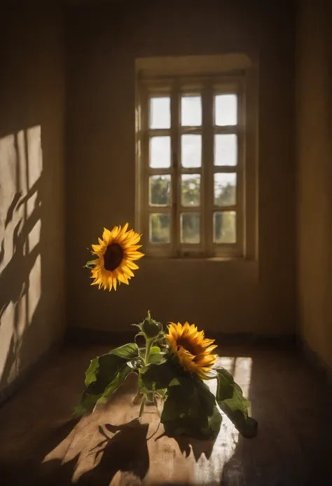 sunflower field,sunflower flower, courtyard, Rays of sunlight, symmetry, polar opposites, romanticism, About art, Contemporary art, Lumism, Cinematic lighting, sparkle, god rays, 光线追踪, UHD, retina, Masterpiece, ccurate, super detaill, Anatomically accurate...