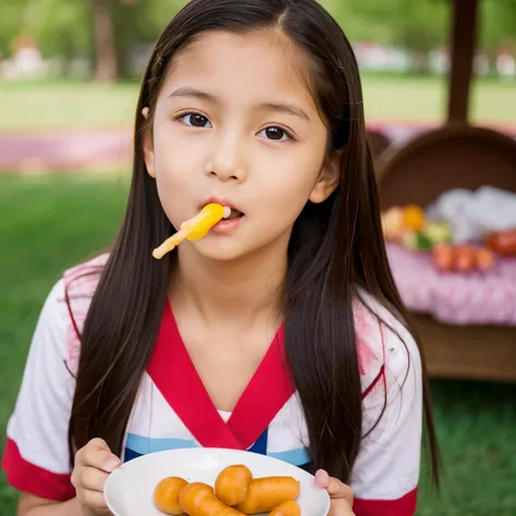 A 12-year-old girl、Put frankfurters in your mouth