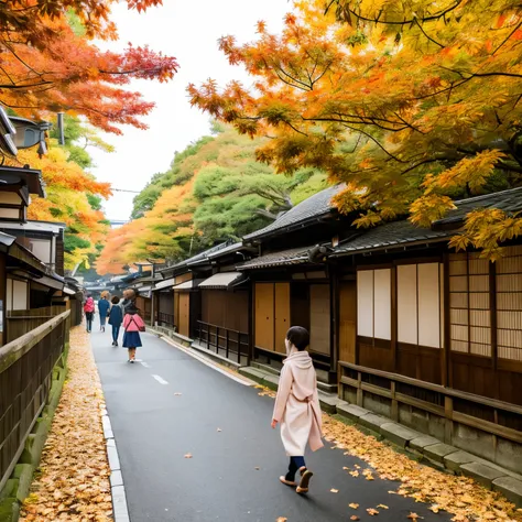 An anime where there is something small and cute in Kyoto during the autumn leaves.