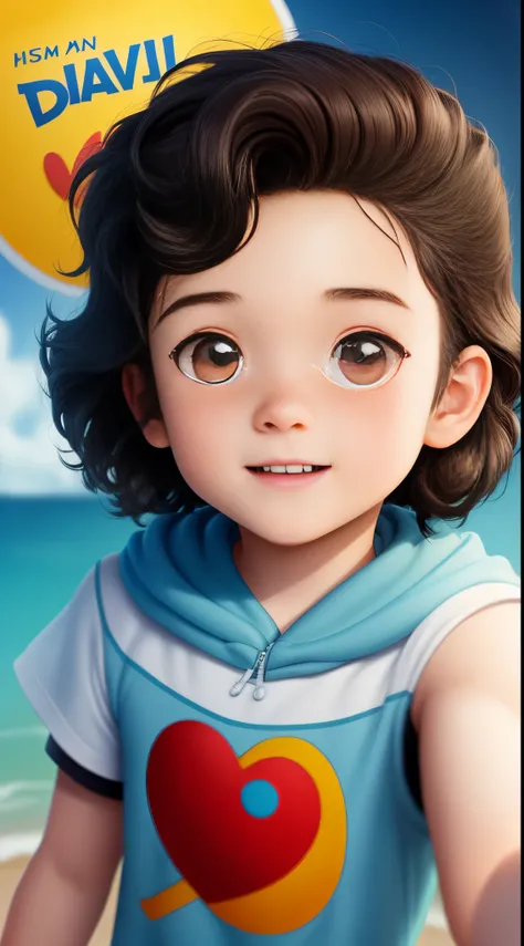 Disney Pixar-inspired movie poster with title "Davi ruan the last romantic". Um menino de 16 anos com cabelo liso e com algumas espinhas no rosto olhos castanhos claros e um nariz meio redondo. The scene should follow the Pixar-like art style, focusing on ...