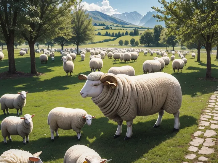 super cute sheep，Super healing feeling，Cute sheep theme park，everything is sheep，full of sheep，There are sheep everywhere，Super quality，Super refined，tmasterpiece，super complex