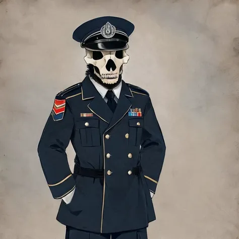 A Skull dog wearing a ww2 german officer uniform