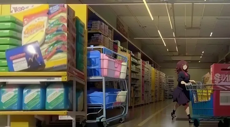 There is a woman pushing a shopping cart in the store, Madhouse Studio anime style, Still from TV animation, Screenshots from the 2012 animation, typical anime classroom, [[empty warehouse]] Background with, Today’s recommended anime is still, anime movie ...