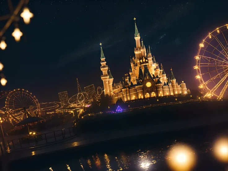 ((superior quality, absurdres, masterpeice)), theme park, glimmer, ambient bokeh, ambient lighting, fairy lights