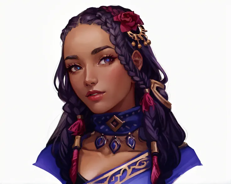 a close up of a bust of a woman with braids and a necklace, portrait of a dnd character, detailed character portrait, dnd character art portrait, d&d dark sun character art, dnd character concept portrait, dnd character portrait, dnd portrait, portrait dnd...