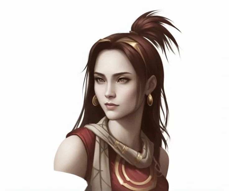 a drawing of a woman with a scarf on her head, d&d dark sun character art, character portrait art, character - portrait, baldurs gate character portrait, rpg portrait concept art, character art portrait, character portrait, rpg book portrait, rpg portrait,...