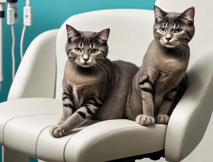 Realistic cat sitting on chair in hospital