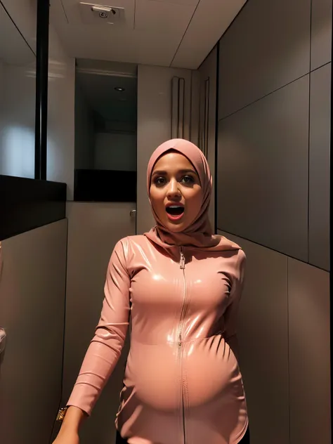 PREGNANT HIJAB MALAY GIRL,, IMF as a good Guy, TECHNOLGY, AI, futuristic, blockchain, International Monetary Fund, (MATRIX WORLD), ((look In front  at the camera and open your mouth)).