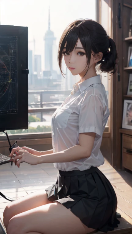 ((velocity)),((wear shirt and skirt)),(masterpiece:1.2、top-quality)、(the extremely detailed cg unity 8k wallpapers、ultra-detaill...