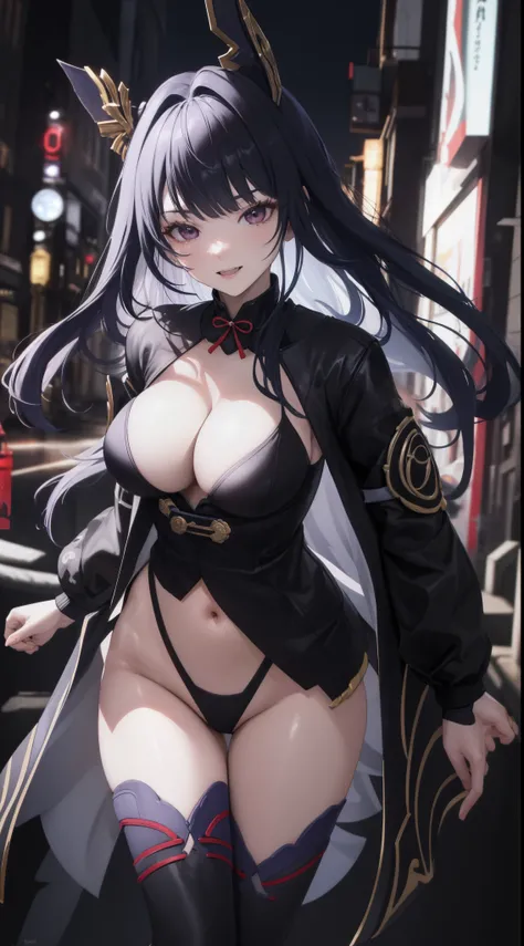 Raidenshogun, sorriso sexy, decote, apalpando os seios, sorriso sexy, (alta qualidade, 8k, obra prima, qualidade ultra, extremamente detalhado, bem colorido, no blurries, foco absoluto, impeccable quality)
1girl, highleg panties, hooded jacket, open jacket...