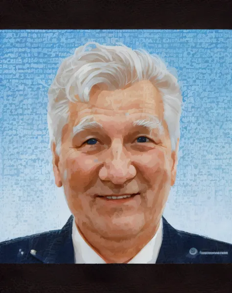 there is a man with a white hair and a blue suit, jama jurabaev, yeltsin, an ai generated image, vladimir abat-cherkasov, vladimir nikolov, valeriy vegera, oleg korolev, president of belorussia, michael bosanko, anton migulko, oleg zherebin