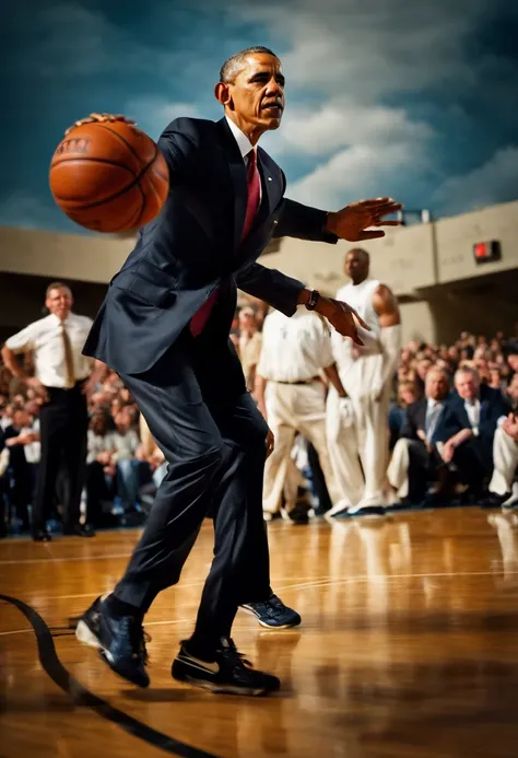 A photo of the president playing basketball,original,Barack Obama, male