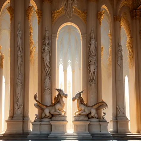 style nain magnifique palais interior grandes colonnes ornées (Sculptures de dragons:1.2) et reliefs lumineux Golden Hour Lighting
(Masterpiece:1.5) (painting) (Lignes pondérées) (Best quality) (Detailed) (complexe) (8k) (Hdr) (wallpaper) (lighting cinemat...