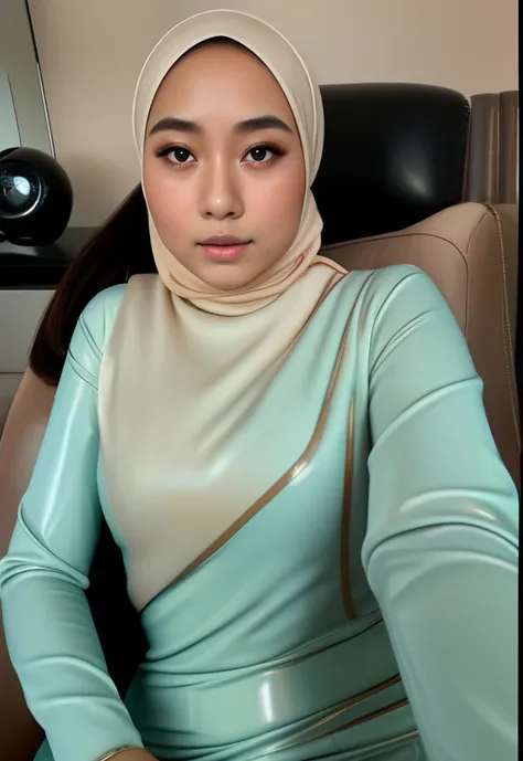 HIJAB MALAY GIRL, masutepiece, High quality, UHD 32K, Realistic face, Realistic skin feeling , A Japanese Lady, 8 years old, Little Girl, Very cute and baby-like face, Womens Competition One-Piece Swimsuit, Sitting, itting open legs, Spread Leg, (((facials...