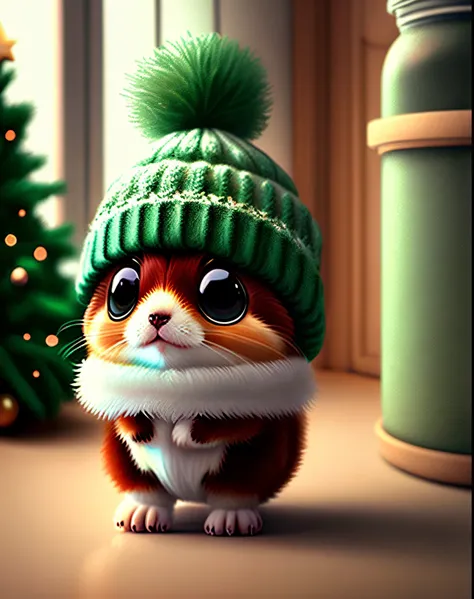 very cute creature who’s in its home which is an iphone wallpaper and the home is decorated for christmas minimalistly