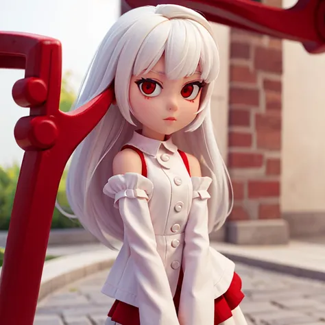 Cute girl fice, white hair and red eyes