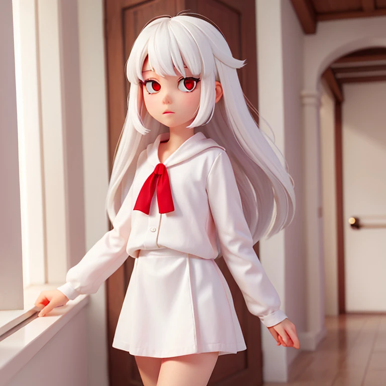 Cute girl fice, white hair and red eyes