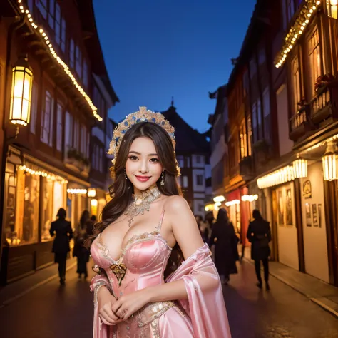 ((top-quality、masutepiece、8K、Top image quality、Highly complex and detailed depictions))、(Photo of the upper body of a German prostitute:1.3)、A gorgeous garrison house at night、The most luxurious German courtesan costumes、((The most gorgeous German courtesa...