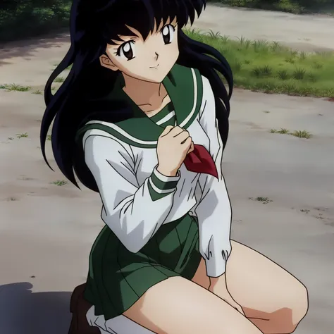 best quality, masterpiece, hd, kagome higurashi, 1girl, school uniform, full body, young girl, full body , ((anime)), ((colored)...