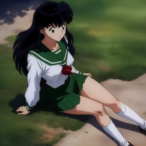 best quality, masterpiece, hd, kagome higurashi, 1girl, school uniform, full body, young girl, full body , ((anime)), ((colored)...