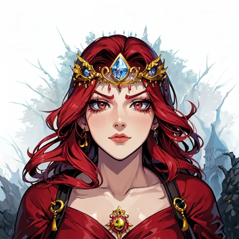 arte estilo anime)), a close-up of a beautiful woman with a crown on her head, Retrato de uma rainha sexy, Estilo de arte de anime,  linda Rainha ruiva em armadura vermelha pesada, a magnificent queen, retrato do characture da fantasia, Retrato de Darna Mo...