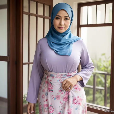 56 years Old, Hijab Indonesian mature woman, Large Tits : 56.9, Tight Gamis, curvy body, at doctor office, High light, at daytime, 64MP, Canon EOS250D, 300 dpi f2.