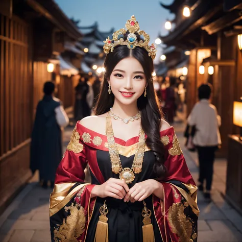 ((top-quality、masutepiece、8K、Top image quality、Highly complex and detailed depictions))、(Full body photo of a princess from the Heian period:1.3)、Beautiful night in Heiankyo、((The most gorgeous costume of Heian Hime、the most vivid and luxurious costumes、bi...