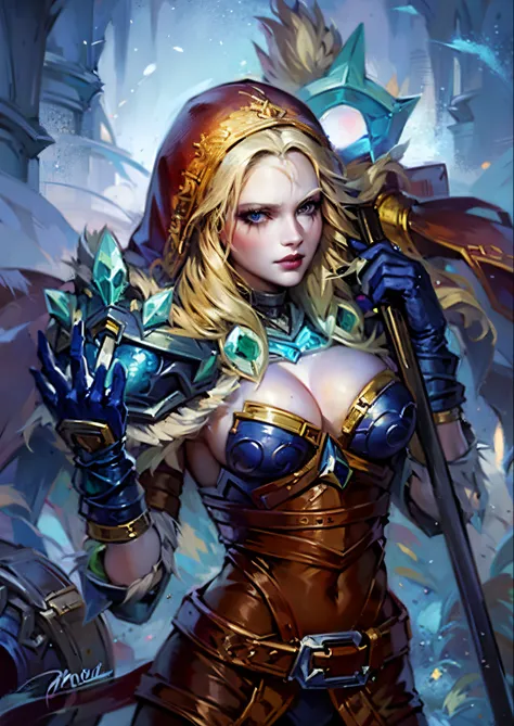 uma pintura de uma mulher com uma espada e um vestido azul, Donzela de Cristal, Jaina Proudmoore, Feiticeira do Gelo, mago de gelo, Ashe, Artgerm extremamente detalhado, mago feminino, mago feminino!, artgerm detalhado, Artgerm Art, Artgerm em ArtStation P...