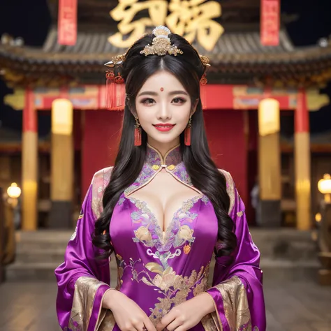 ((top-quality、masutepiece、8K、Top image quality、Highly complex and detailed depictions))、(the most gorgeous chinese goddess:1.5)、Chinese garrison house at night、((The most gorgeous prostitution goddess huge costume、the most vivid and luxurious costumes、big ...