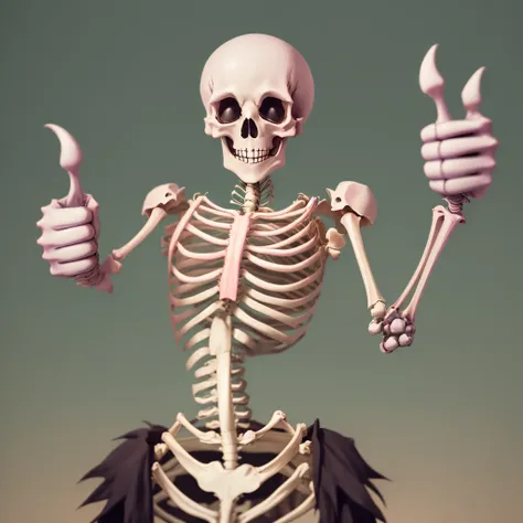 pink skeleton giving a thumbs up