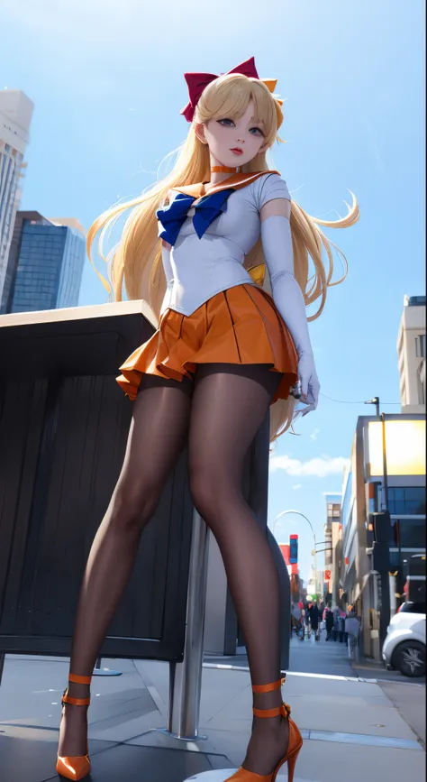 sailorvenus、best quality, high resolution, venus1, 1 girl, solo, warrior sailor suit, sailorvenus, aino minako, blonde hair, mag...