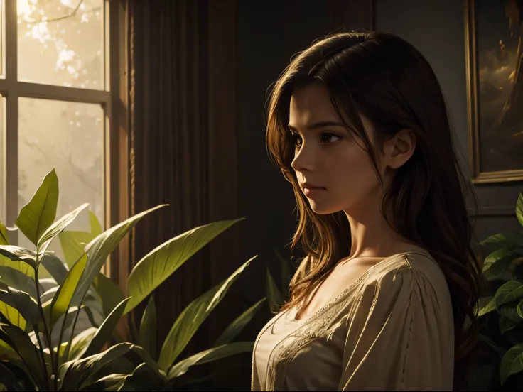 (masterpiece), realistic, cinematic light, plant girl