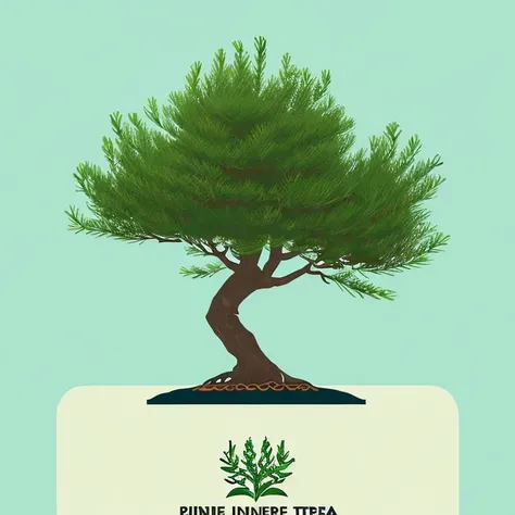 ((pine tree illustration、Illustration style、without background、Illustration for logo、Looks like a bonsai))、The image is a hanafuda、png、spectacular shapes