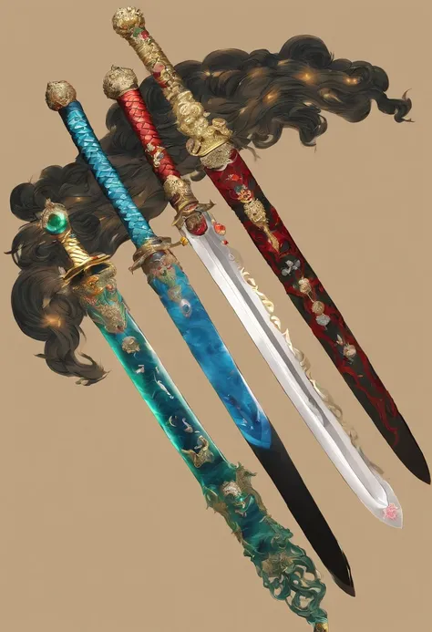 (Masterpiece, High Quality, HD, Detail: 1.2) A sword named Xuanyuan. Blade: The blade of the Xuanyuan Sword is a deep black color with a faint glow. The body of the sword is engraved with ancient runes and patterns that exude mystical powers. The overall b...