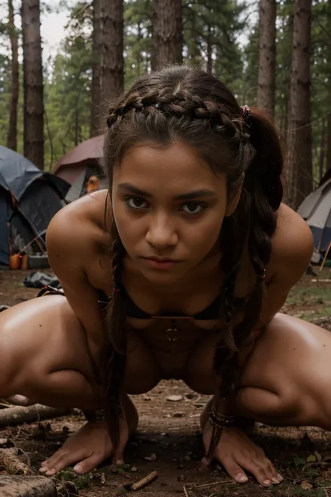 on date, with 3 girls, 13 year old, viking dark black girls, viking clothes, capturd slave in chain, 4 feet tall, messy hair, pony tail, braided hair, no bra, , 95 lbs, getting raped in woods, group of guys, camp fire in back ground, ashamed look on face, ...