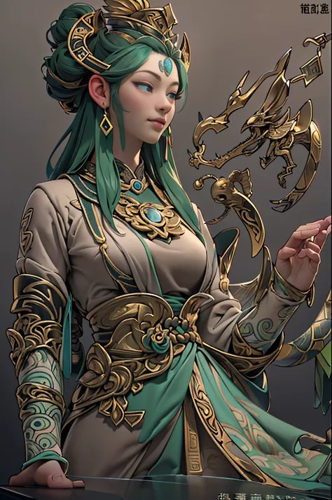 ((Sculpture design))，(人物)，(undying），(Create a logo based on)，femele(Nu wa)，(goddess with human body and snake tail：1.5)，（Chinese mythology），This is a great image of the goddess that has been handed down from the matriarchal clan period of primitive society...