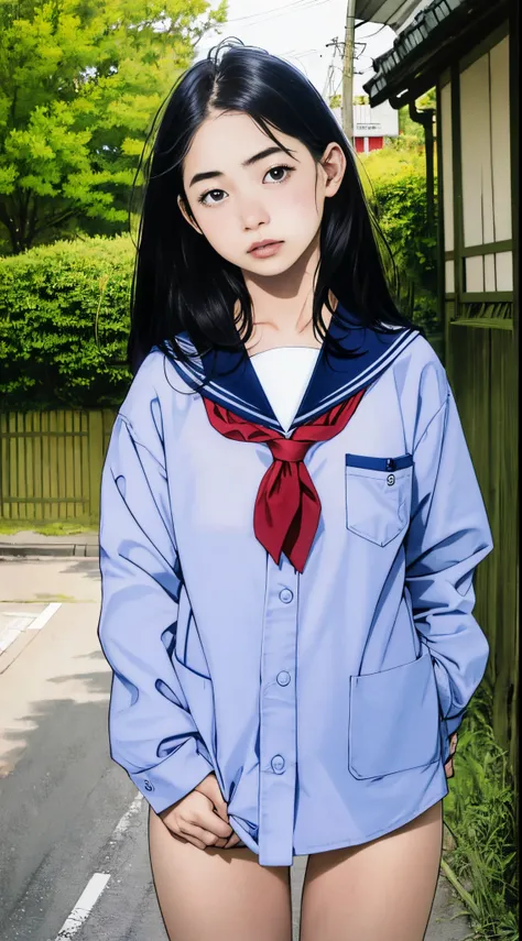 16 year old pre-teen, Japanese school uniform, no panties, raped, photorealistic