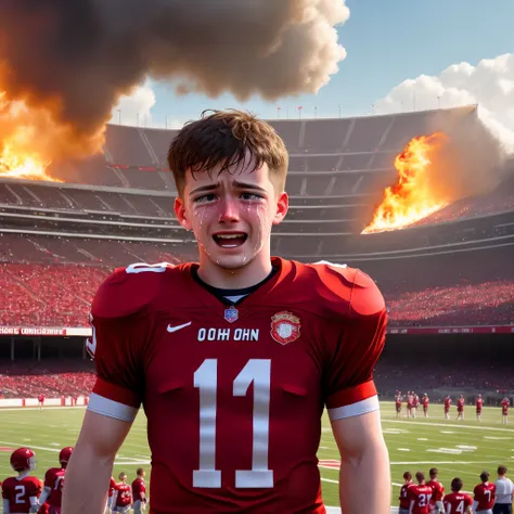 Crying Ryan Day in a burning Ohio Stadium