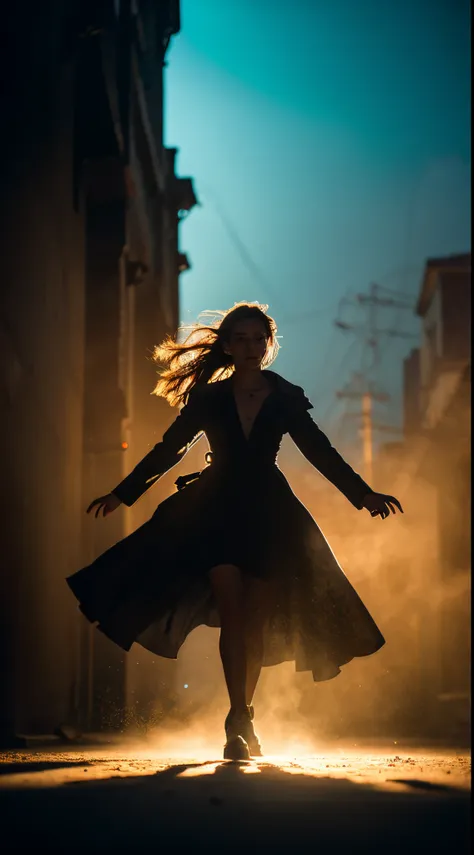 Generate a woman utilizing a masterful composition, leveraging techniques such as chiaroscuro, depth of field, and cinematic lighting. Incorporate effects like motion blur, chromatic aberration, and blooming. Experiment with atmospheric perspective, cinema...