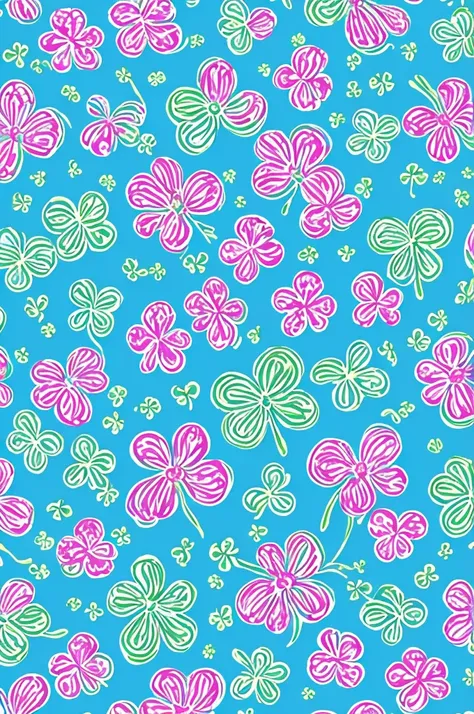 Lilly Pulitzer style shamrock repeating pattern